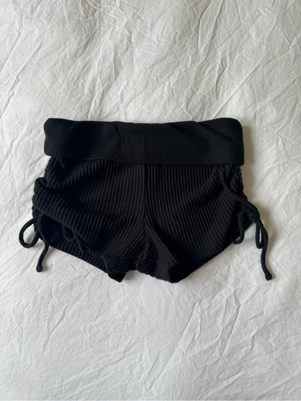 Victoria's Secret PINK Waffle Knit Foldover Shorts - Black